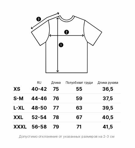 Таблица размеров футболки